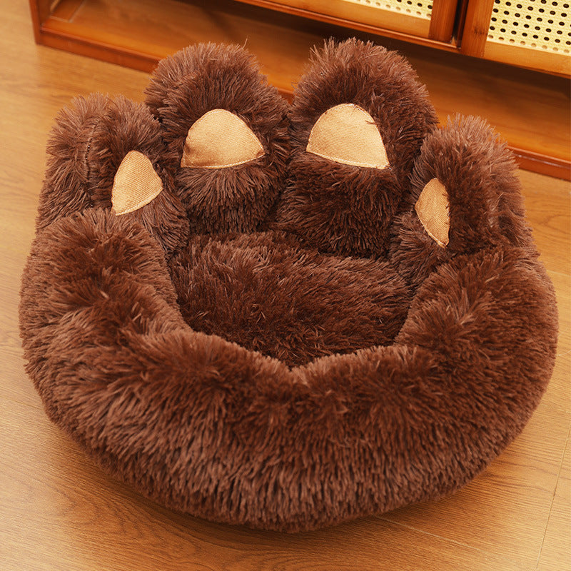 Plush Round Pet Bed – Thickened Calming Nest