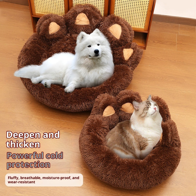 Plush Round Pet Bed – Thickened Calming Nest