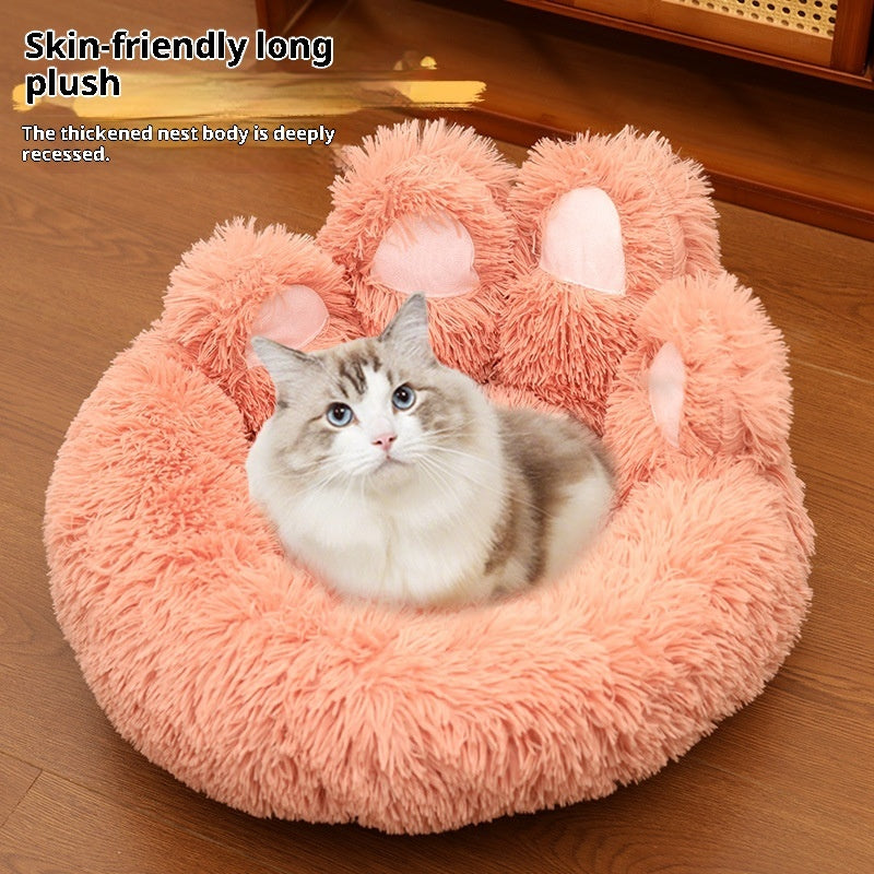 Plush Round Pet Bed – Thickened Calming Nest