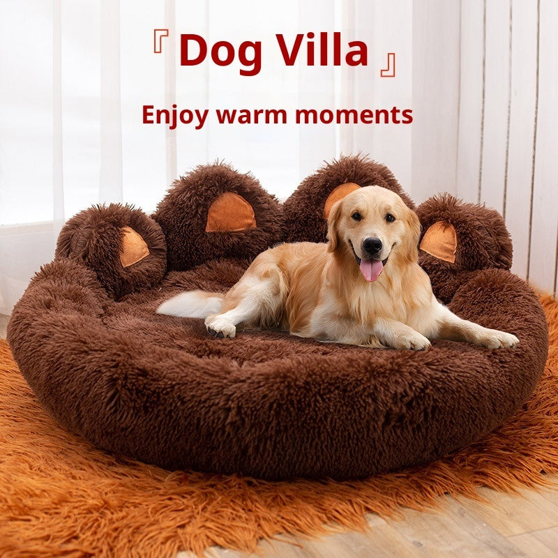 Plush Round Pet Bed – Thickened Calming Nest