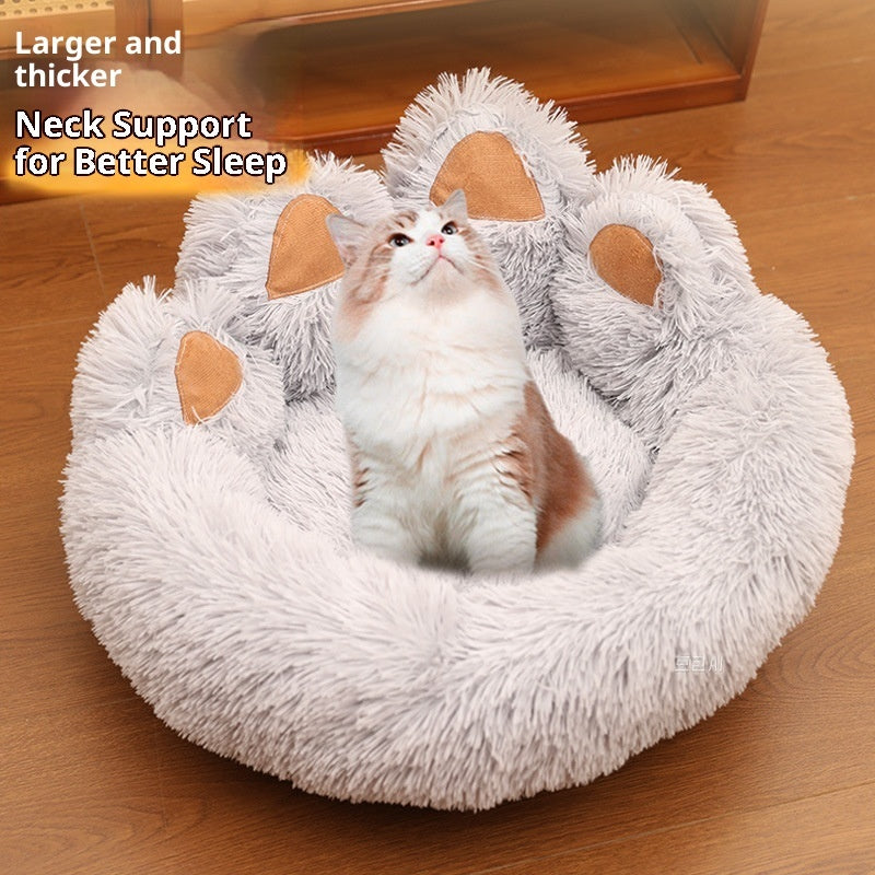 Plush Round Pet Bed – Thickened Calming Nest