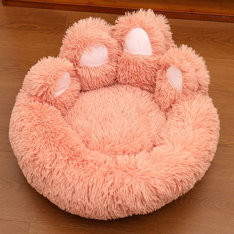 Plush Round Pet Bed – Thickened Calming Nest